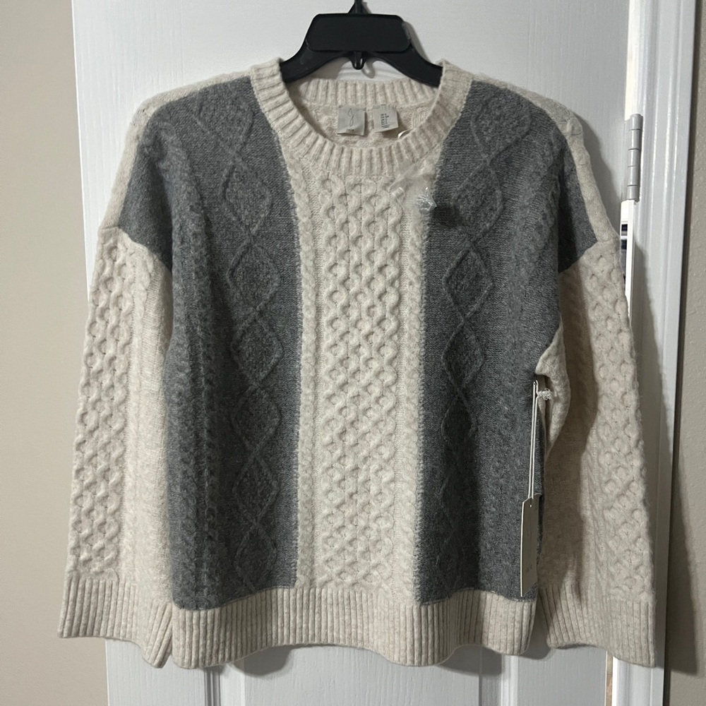 Joie Two-Tone Cable Knit Sweater